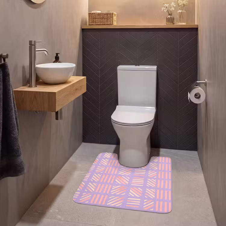 WC Mat - Paars - Roze - Geometrisch - Strepen - Blokken - Patroon — 2