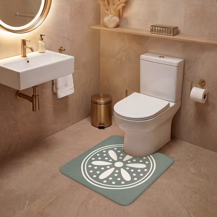 WC Mat - Patroon - Cirkel - Abstract - Groen - Decoratie — 3