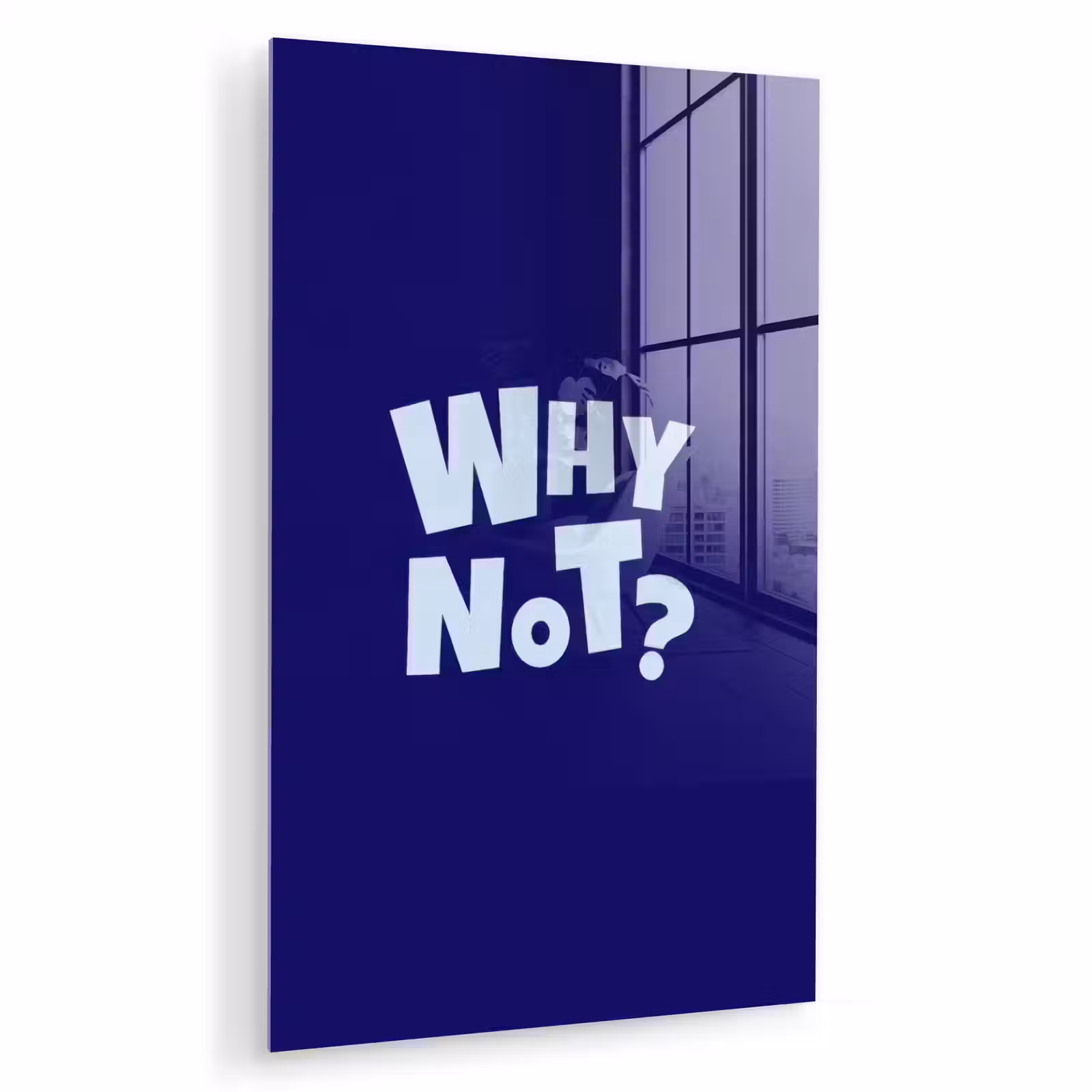 Glas schilderij - Blauw - Why not - Minimalistisch — 1