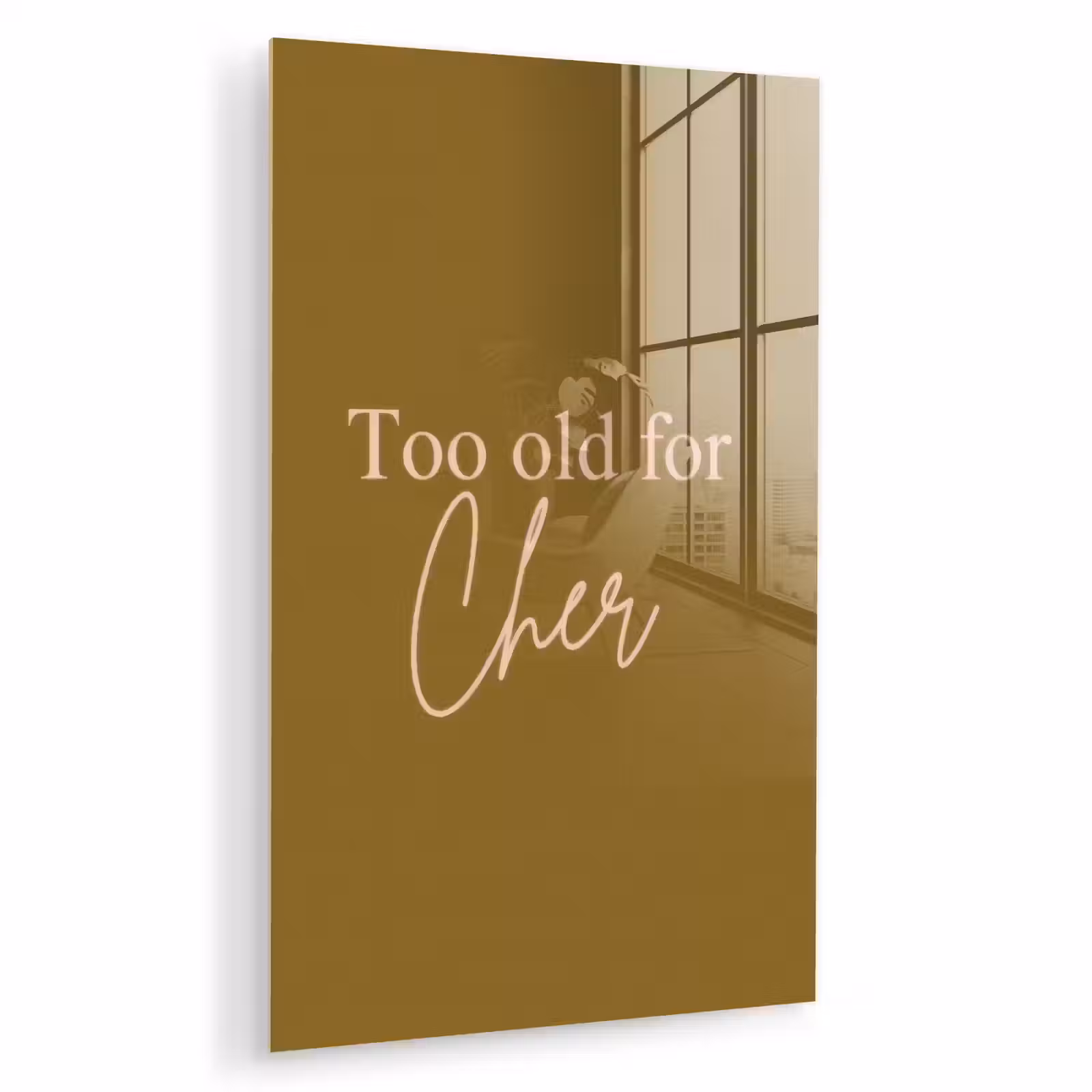 Glas schilderij - Groen - Too old for cher - Roze — 1