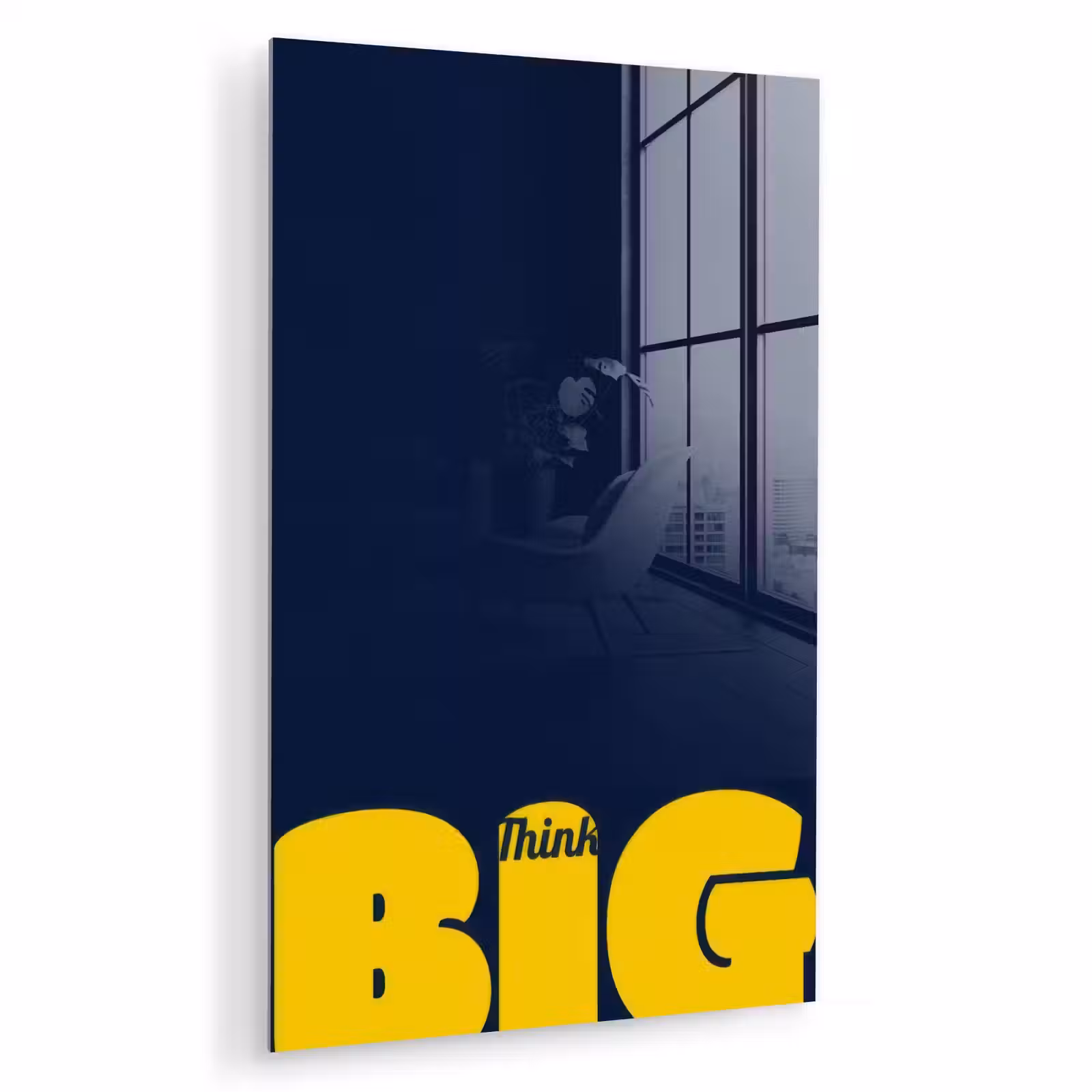 Glas schilderij - Think big - Blauw - Geel — 1