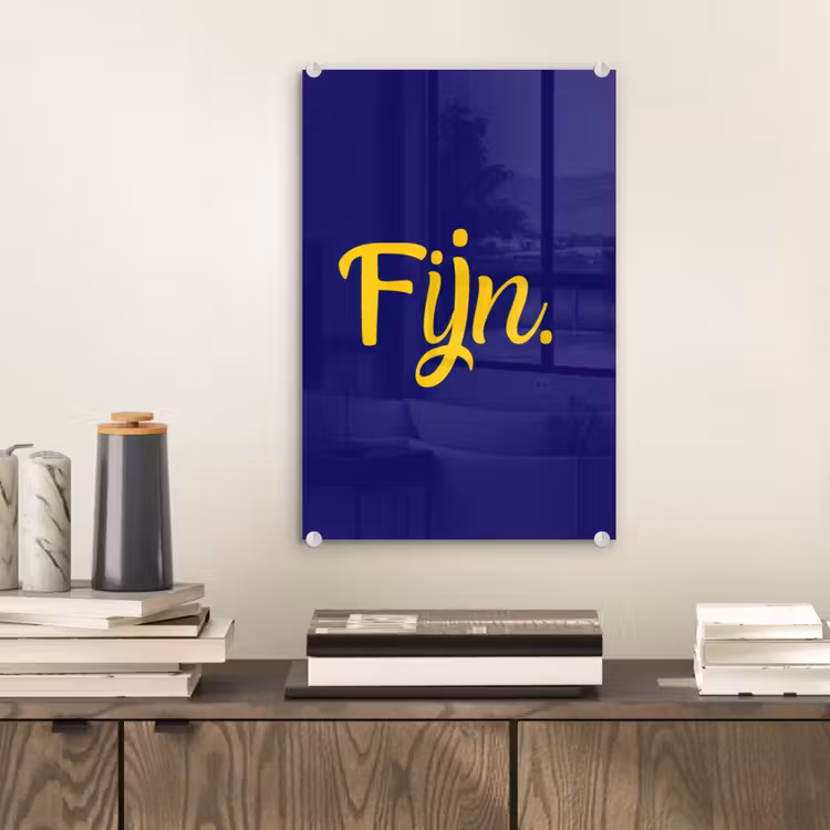Glas schilderij - Blauw - Geel - Fijn — 2