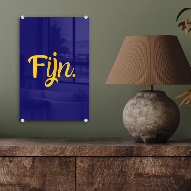 Glas schilderij - Blauw - Geel - Fijn — 4