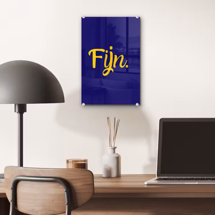 Glas schilderij - Blauw - Geel - Fijn — 7