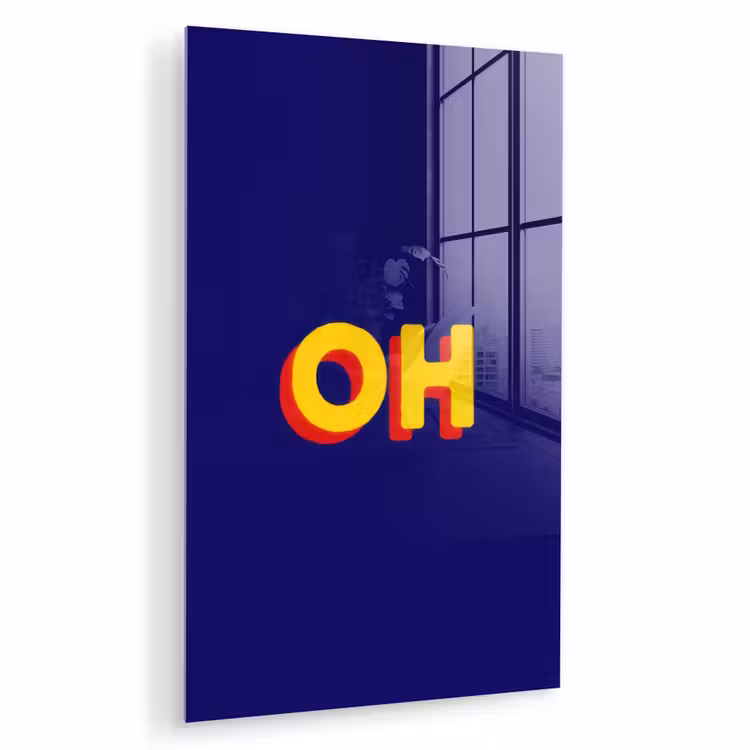 Glas schilderij - Blauw - Geel - OH - Schaduw — 1