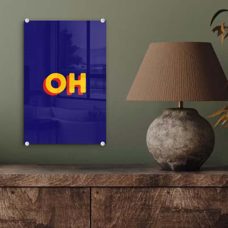 Glas schilderij - Blauw - Geel - OH - Schaduw — 4