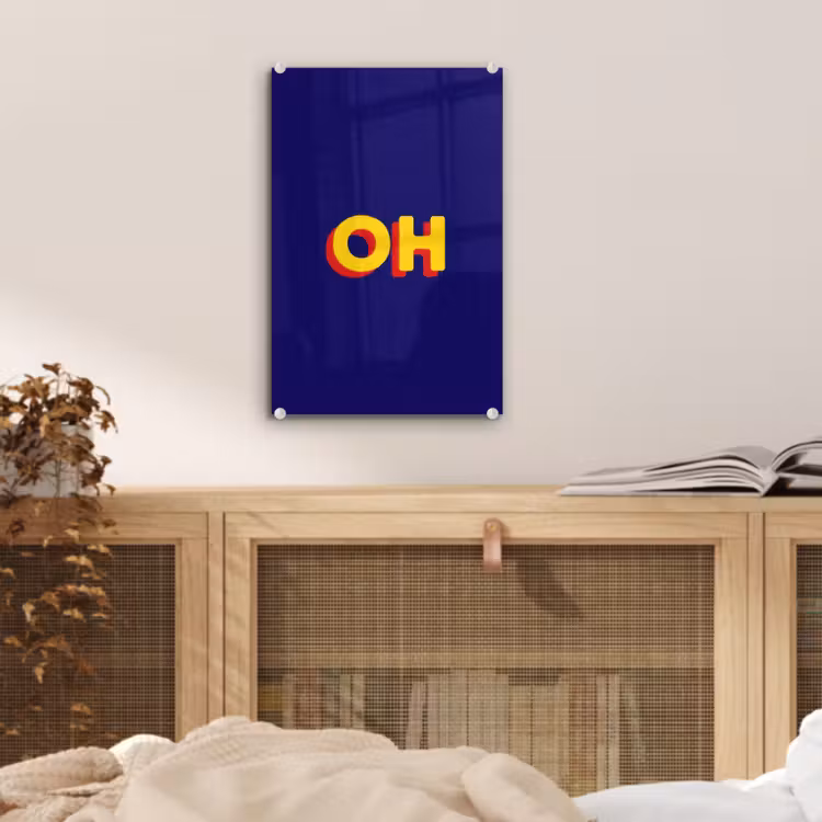 Glas schilderij - Blauw - Geel - OH - Schaduw — 5