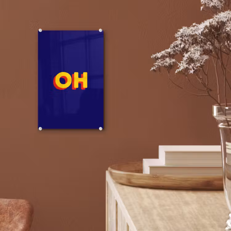 Glas schilderij - Blauw - Geel - OH - Schaduw — 6