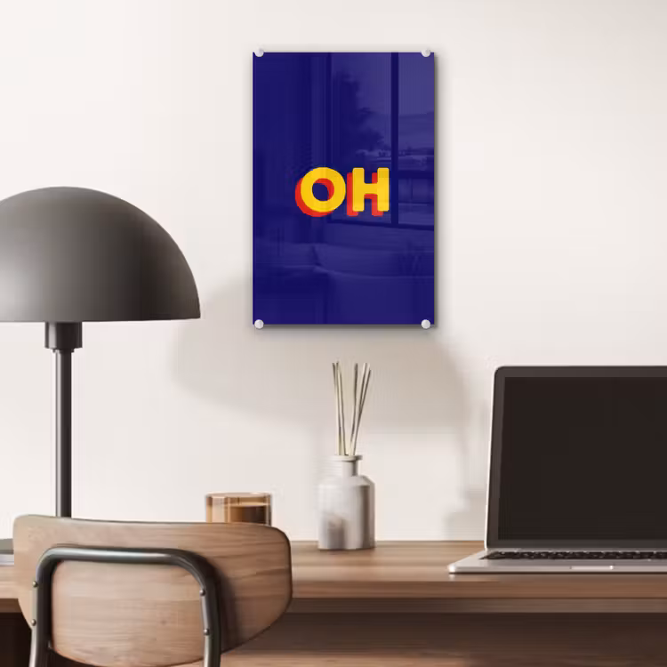 Glas schilderij - Blauw - Geel - OH - Schaduw — 7