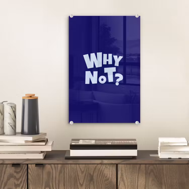 Glas schilderij - Blauw - Why not - Minimalistisch — 2