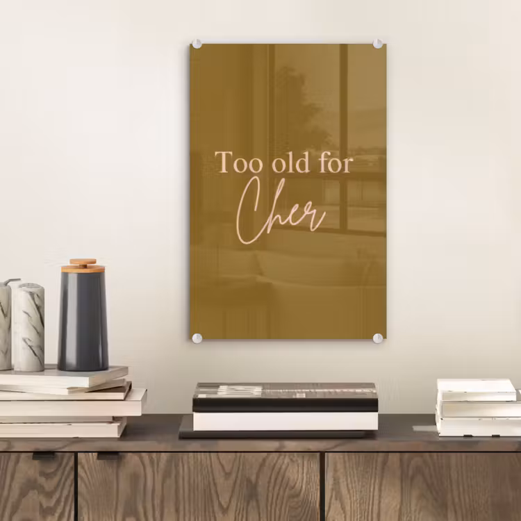Glas schilderij - Groen - Too old for cher - Roze — 2