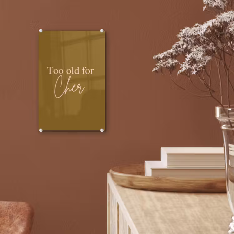 Glas schilderij - Groen - Too old for cher - Roze — 6
