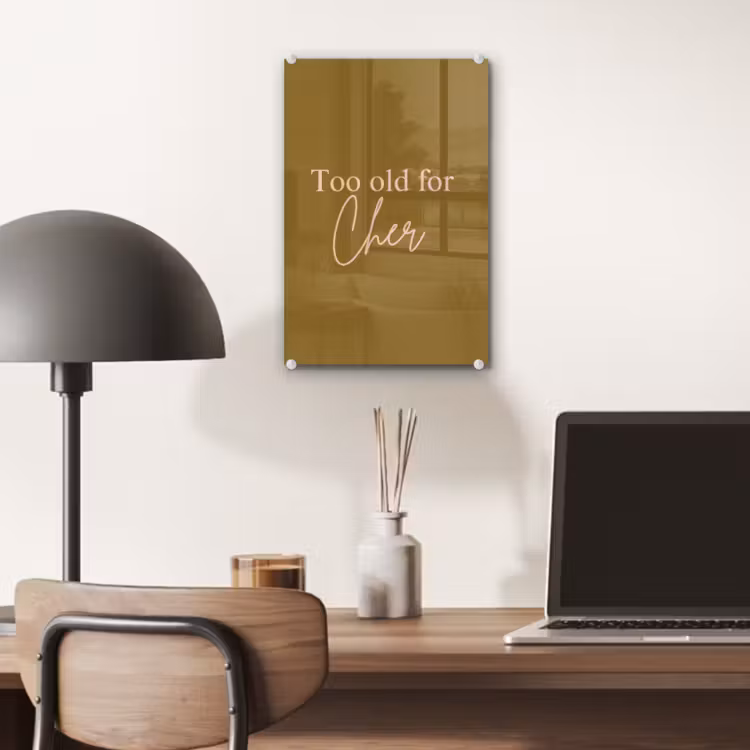 Glas schilderij - Groen - Too old for cher - Roze — 7