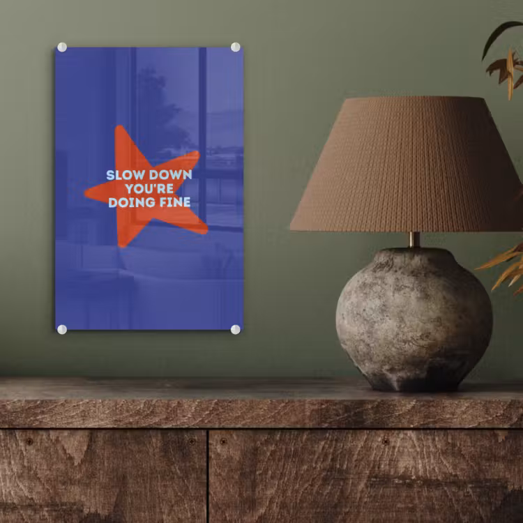 Glas schilderij - Slow down you're doing fine - Ster - Blauw — 4