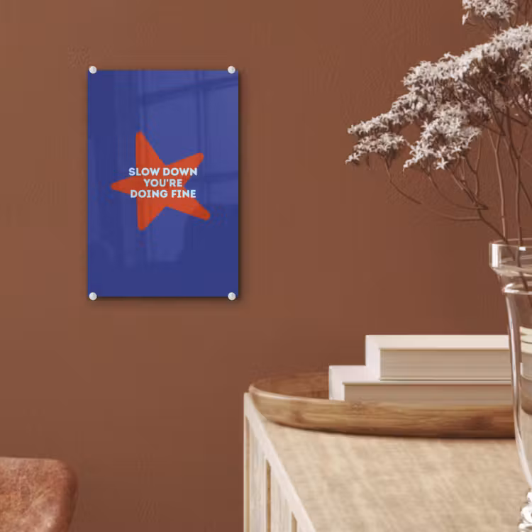 Glas schilderij - Slow down you're doing fine - Ster - Blauw — 6