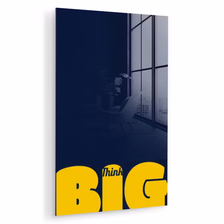 Glas schilderij - Think big - Blauw - Geel — 1