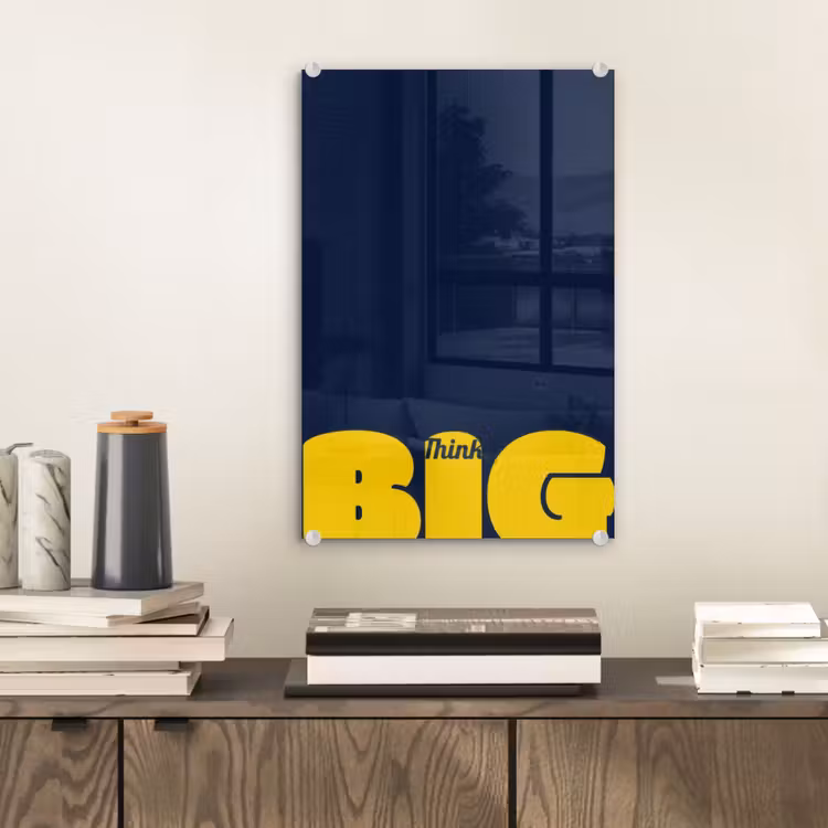 Glas schilderij - Think big - Blauw - Geel — 2