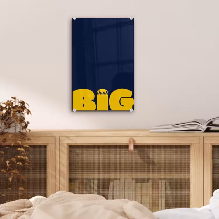 Glas schilderij - Think big - Blauw - Geel — 5