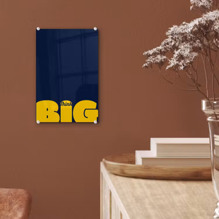 Glas schilderij - Think big - Blauw - Geel — 6
