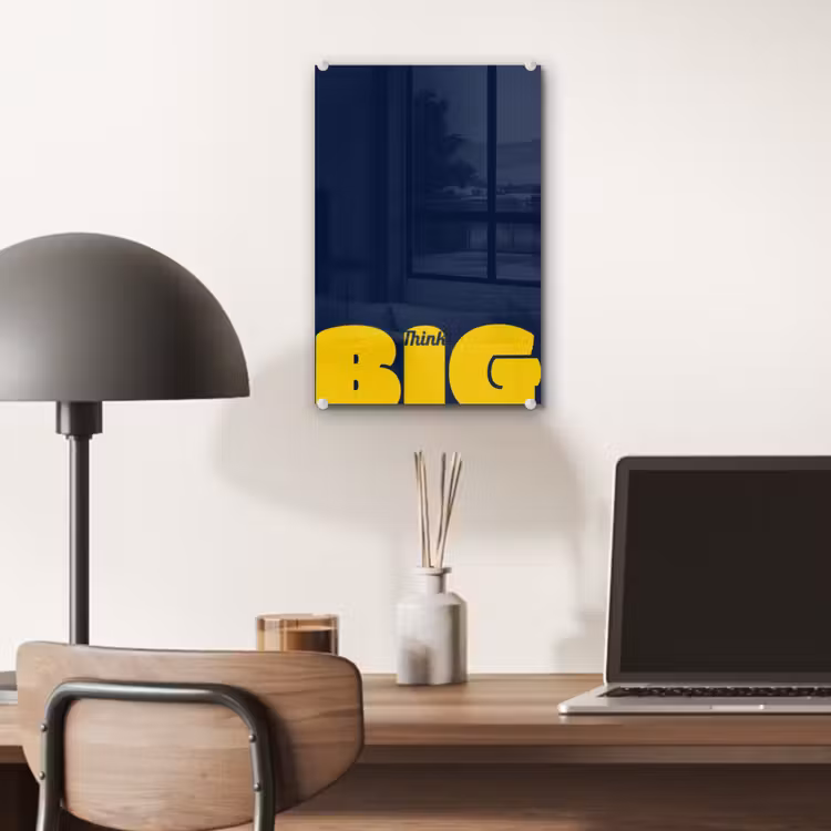 Glas schilderij - Think big - Blauw - Geel — 7