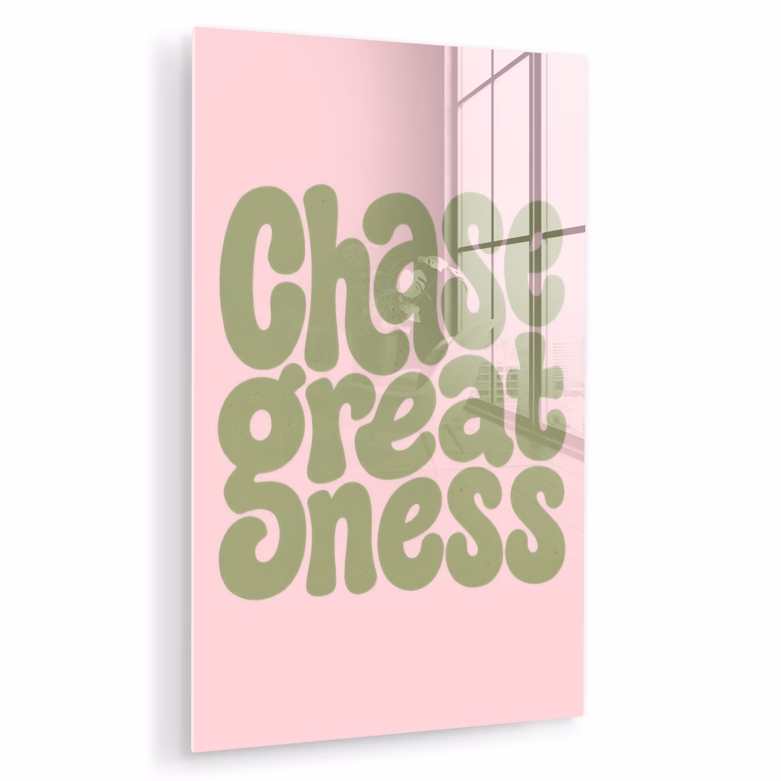 Glas schilderij - Chase greatness - Groen - Roze - Retro — 1
