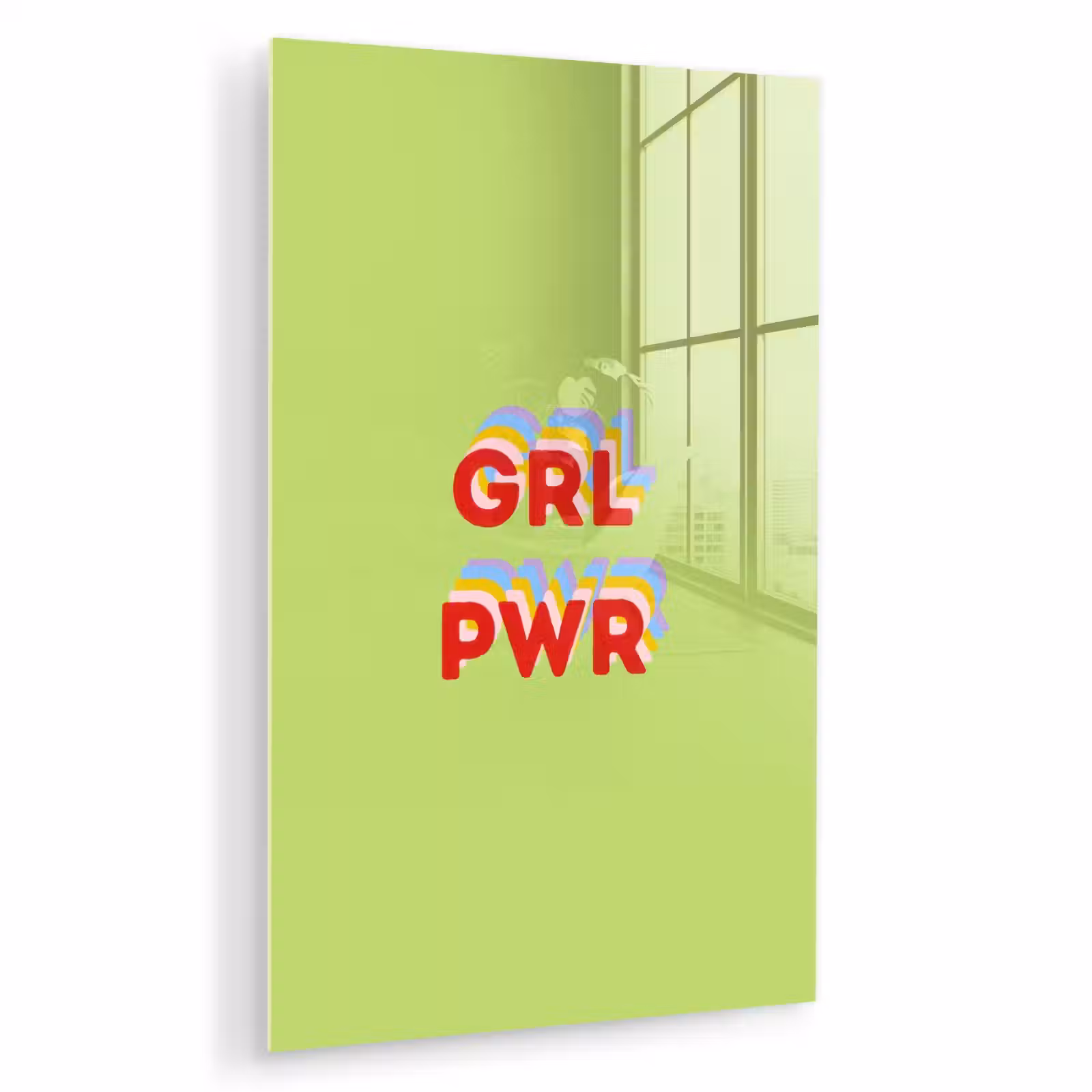 Glas schilderij - Grl pwr - Groen - Rood - 3D — 1