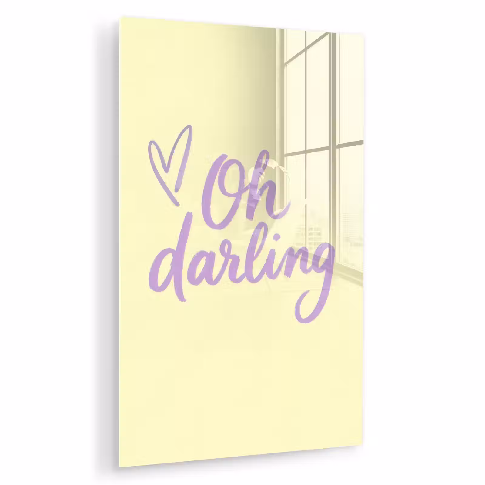 Glas schilderij - Oh darling - Geel - Hart — 1