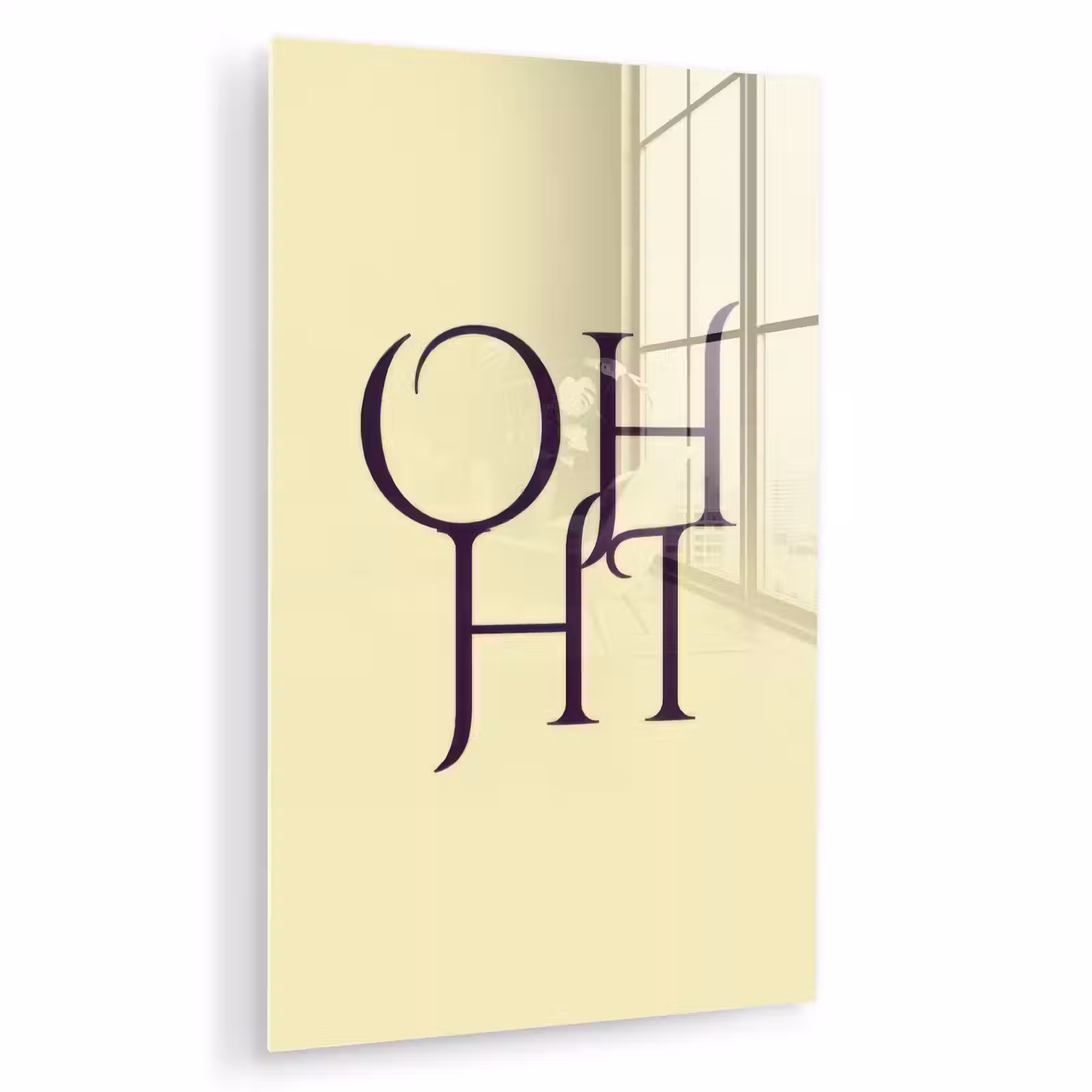 Glas schilderij - Oh hi - Geel - Monogram — 1
