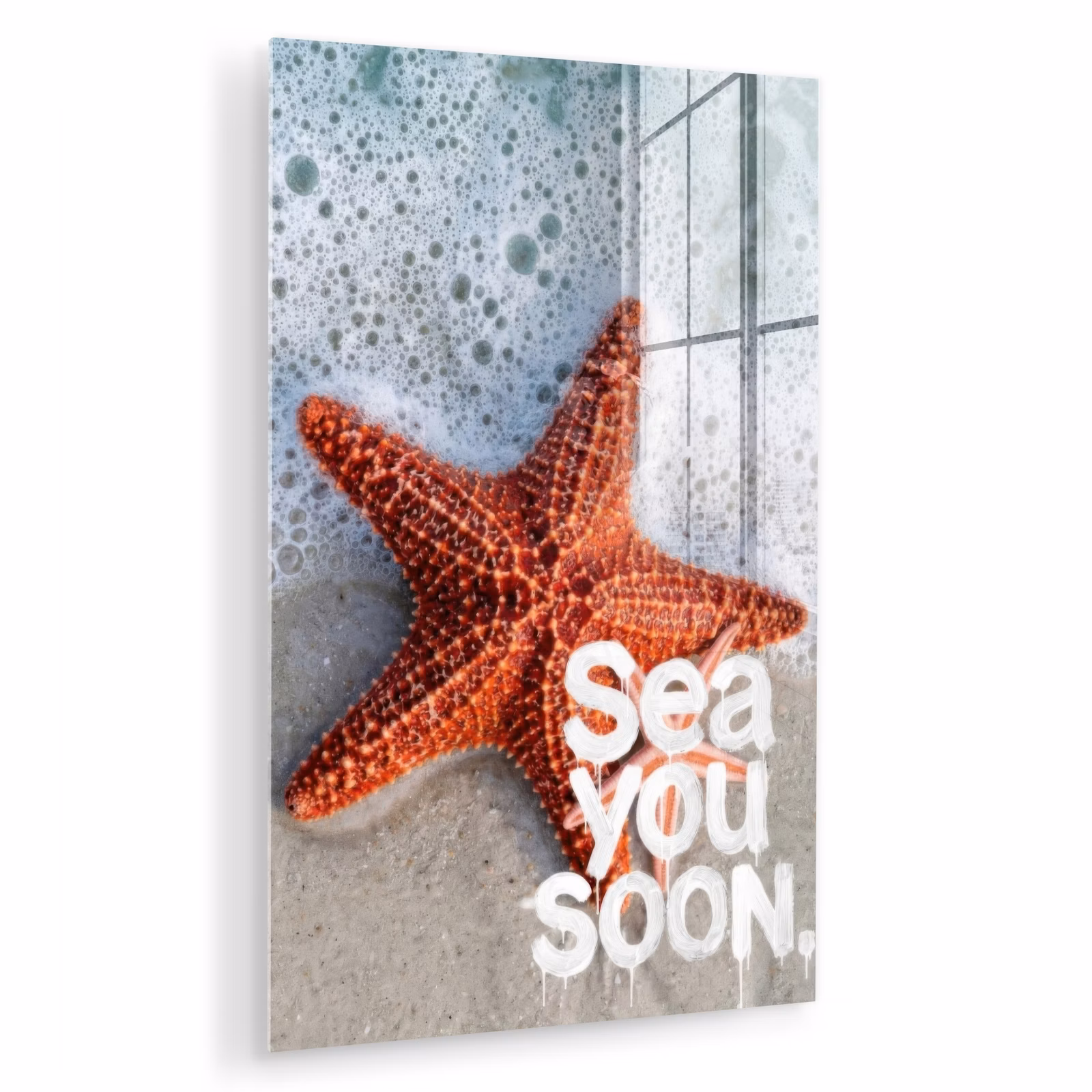 Glas schilderij - Sea you soon - Zeester - Zee — 1