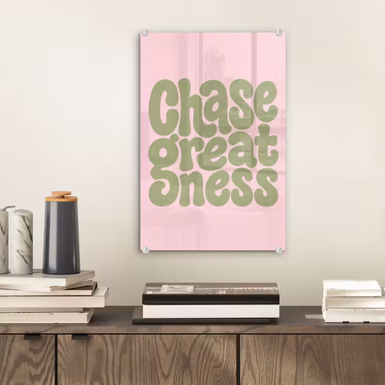 Glas schilderij - Chase greatness - Groen - Roze - Retro — 2