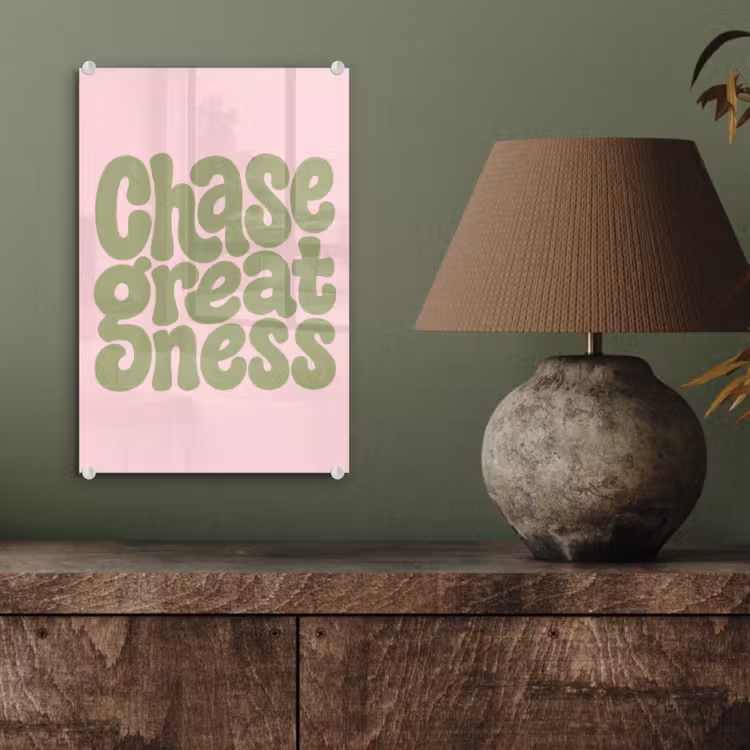 Glas schilderij - Chase greatness - Groen - Roze - Retro — 4