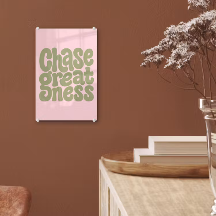 Glas schilderij - Chase greatness - Groen - Roze - Retro — 6
