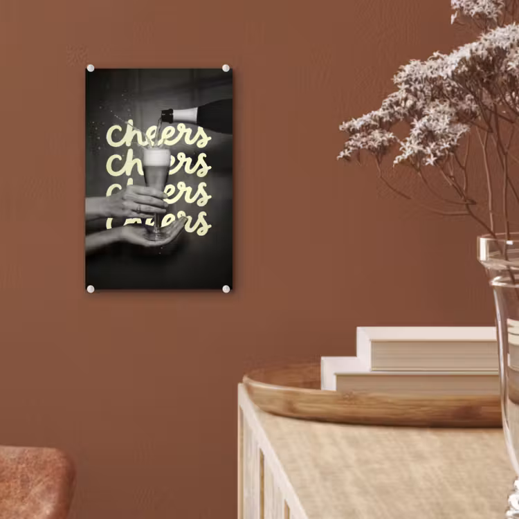 Glas schilderij - Cheers - Wijn - Zwart - Wit — 6
