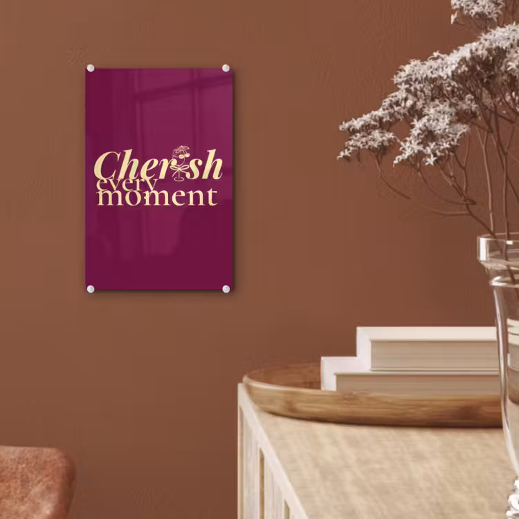 Glas schilderij - Cherish every moment - Cocktailglas - Bordeaux — 6