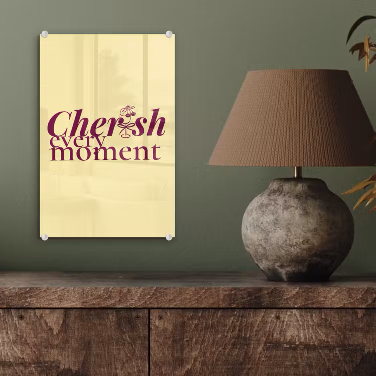 Glas schilderij - Cherish every moment - Cocktailglas - Geel — 4