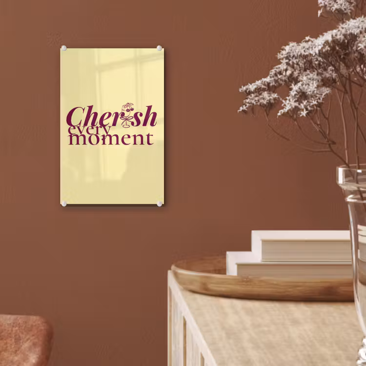 Glas schilderij - Cherish every moment - Cocktailglas - Geel — 6