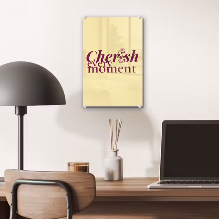 Glas schilderij - Cherish every moment - Cocktailglas - Geel — 7