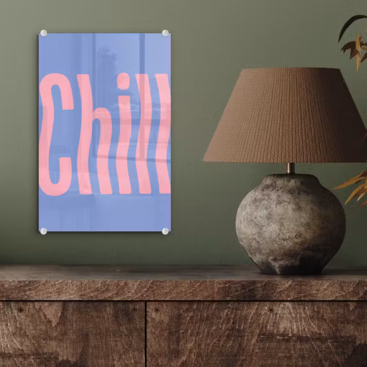 Glas schilderij - Chill - Roze - Blauw - Golvend — 4