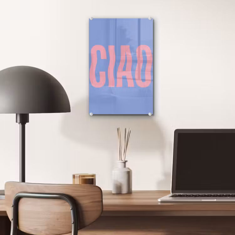 Glas schilderij - Ciao - Roze - Blauw - Golvend — 7