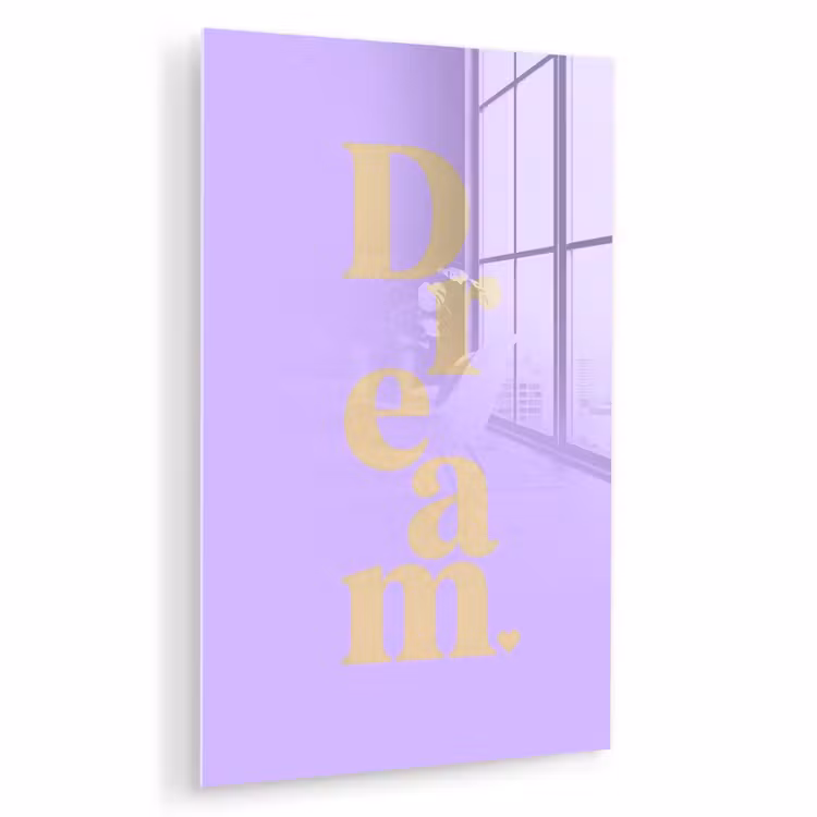 Glas schilderij - Dream - Paars - Typografisch — 1