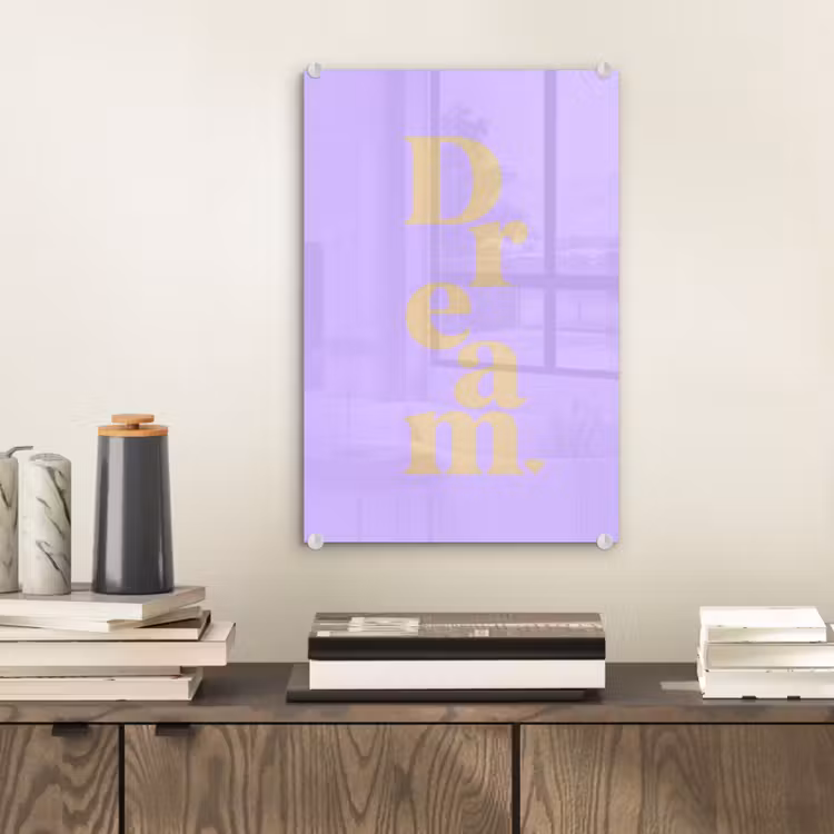 Glas schilderij - Dream - Paars - Typografisch — 2