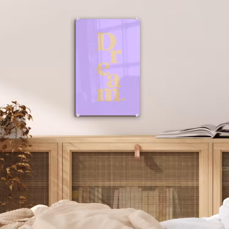 Glas schilderij - Dream - Paars - Typografisch — 5