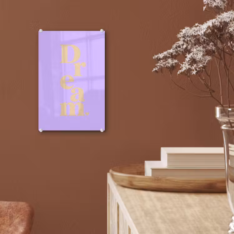 Glas schilderij - Dream - Paars - Typografisch — 6