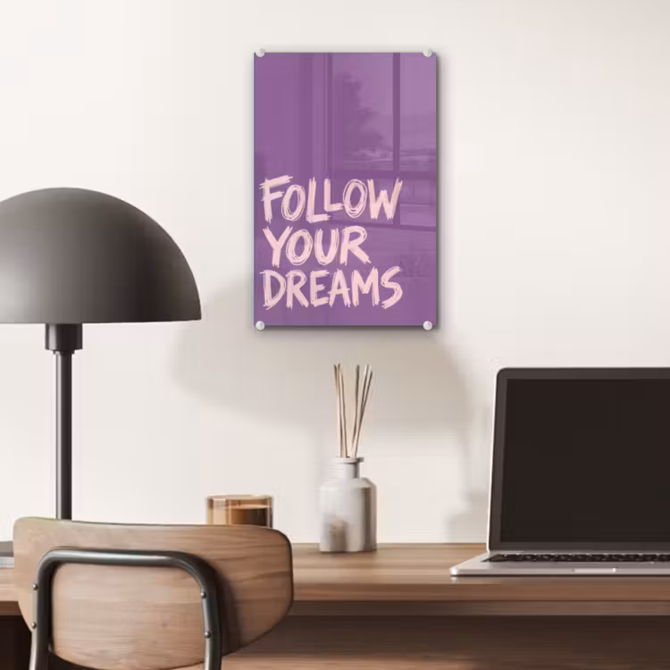 Glas schilderij - Follow your dreams - Paars - Penseeltextuur — 7