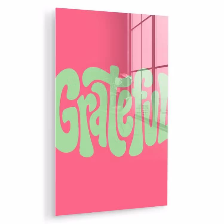 Glas schilderij - Grateful - Groen - Grafisch - Vloeiend — 1