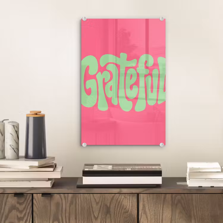 Glas schilderij - Grateful - Groen - Grafisch - Vloeiend — 2