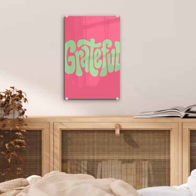 Glas schilderij - Grateful - Groen - Grafisch - Vloeiend — 5