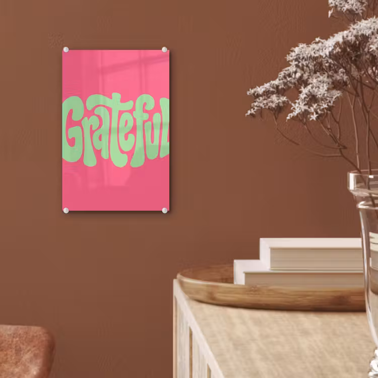 Glas schilderij - Grateful - Groen - Grafisch - Vloeiend — 6