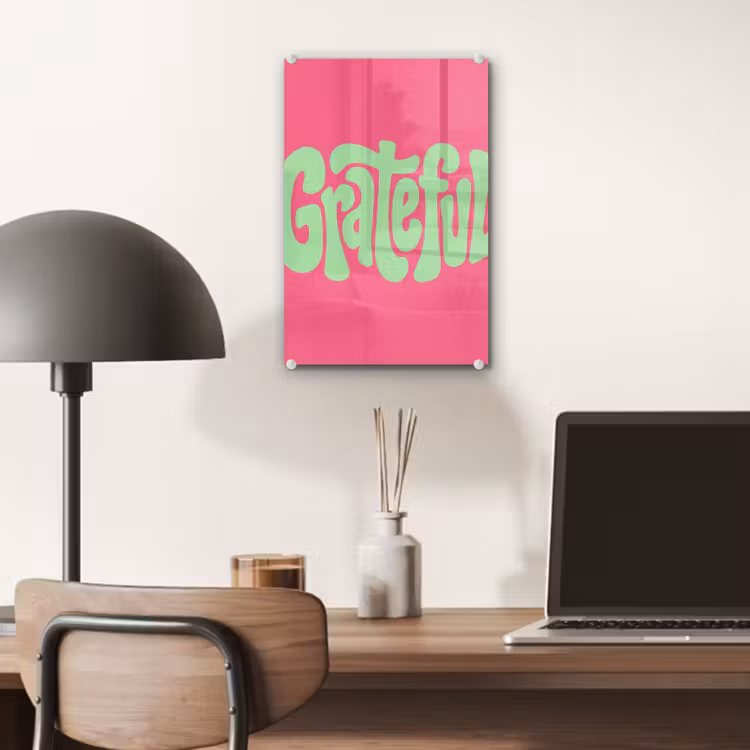 Glas schilderij - Grateful - Groen - Grafisch - Vloeiend — 7