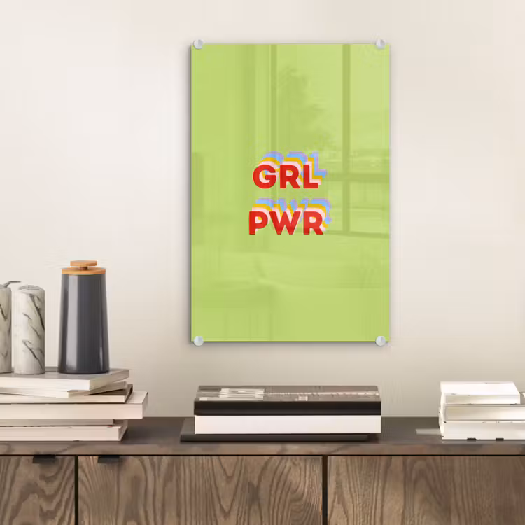 Glas schilderij - Grl pwr - Groen - Rood - 3D — 2